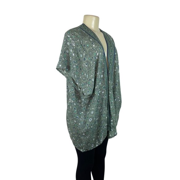 Loft Womens Floral Kimono Wrap XS/S Green Pattern Open Front Lightweight- New - Picture 2 of 8